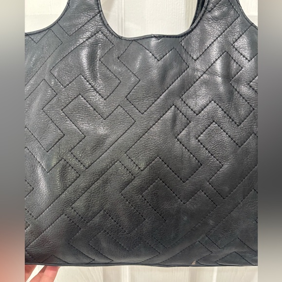 Tory Burch Black T Stitched Tote Bag - Picture 2 of 13